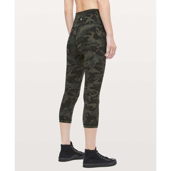 Lululemon Wunder Under Crop High Rise Camo Leggings Incognito Camo Size 6 - Picture 3 of 9